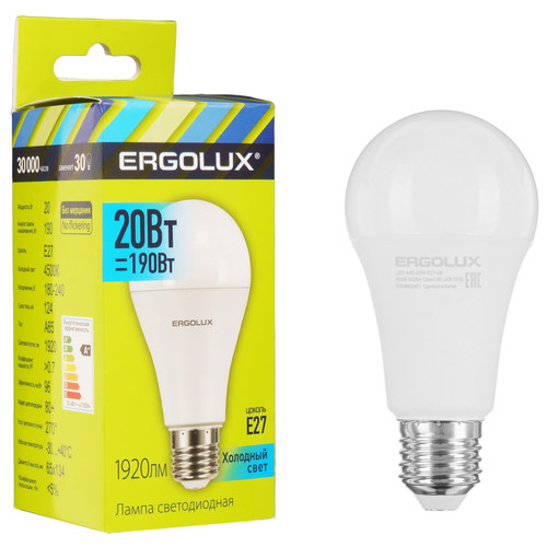 Купить Лампа светодиодная Ergolux LED-A65-20W-E27-4K в интернет-магазине DNS. Характеристики, цена Ergolux LED-A65-20W-E27-4K | 5467586.