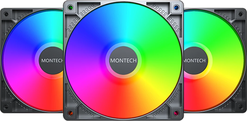 Купить Комплект вентиляторов Montech GF120 ARGB PWM [GF120B3P] черный в интернет-магазине DNS. Характеристики, цена Montech GF120 ARGB PWM | 5620725.