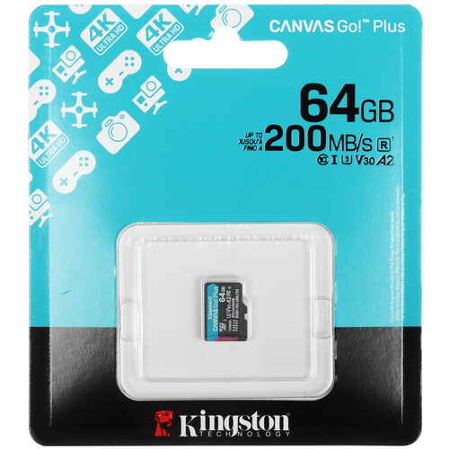 Купить Карта памяти Kingston Canvas Go! Plus microSDXC 64 ГБ [SDCG4/64GBSP] в интернет-магазине DNS. Характеристики, цена  | 5632483.