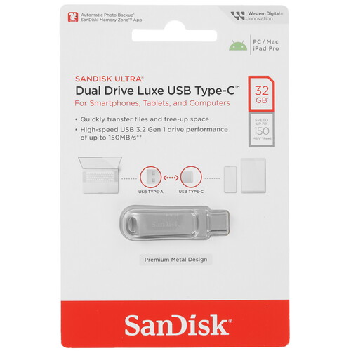 Купить Память OTG USB Flash 32 ГБ SanDisk Ultra Dual Drive Luxe [SDDDC4-032G-G46] в интернет-магазине DNS. Характеристики, цена SanDisk Ultra Dual Drive Luxe | 9050945.