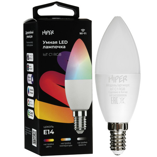 Купить Умная светодиодная лампа HIPER IoT C1 RGB в интернет-магазине DNS. Характеристики, цена HIPER IoT C1 RGB | 1629313.