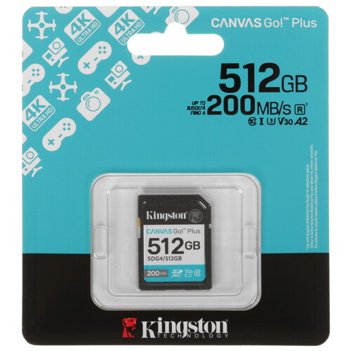 Купить Карта памяти Kingston Canvas Go! Plus SDXC 512 ГБ [SDG4/512GB] в интернет-магазине DNS. Характеристики, цена  | 9284253.