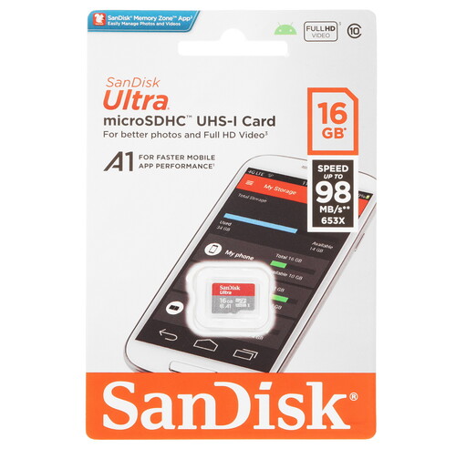 Купить Карта памяти SanDisk Ultra microSDHC 16 ГБ [SDSQUAR-016G-GN6MN] в интернет-магазине DNS. Характеристики, цена  | 5452610.