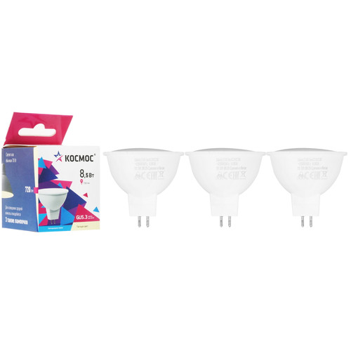 Купить Комплект светодиодных ламп Космос Lksm_LED8.5wJCDRC30 в интернет-магазине DNS. Характеристики, цена Космос Lksm_LED8.5wJCDRC30 | 9303144.