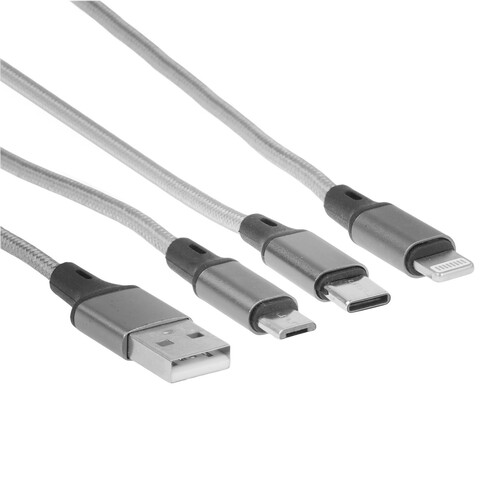 Купить Кабель GAL Lightning 8-pin, micro USB-B, USB Type-C - USB Type-A серый 1.2 м в интернет-магазине DNS. Характеристики, цена GAL Evolution Cable | 9051484.