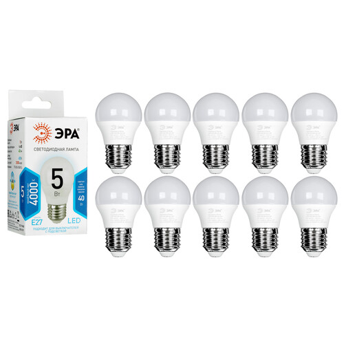 Купить Комплект светодиодных ламп ЭРА LED P45-5W-840-E27 в интернет-магазине DNS. Характеристики, цена ЭРА LED P45-5W-840-E27 | 5614993.