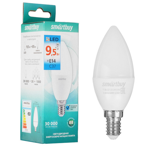 Купить Лампа светодиодная Smartbuy-C37-9.5W/6000 в интернет-магазине DNS. Характеристики, цена Smartbuy-C37-9.5W/6000 | 9104988.