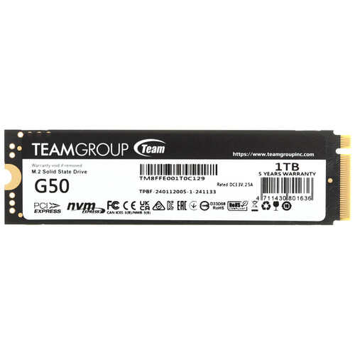 Купить 1000 ГБ M.2 NVMe накопитель TEAMGROUP T-FORCE G50 [TM8FFE001T0C129] в интернет-магазине DNS. Характеристики, цена TEAMGROUP T-FORCE G50 | 5457032.