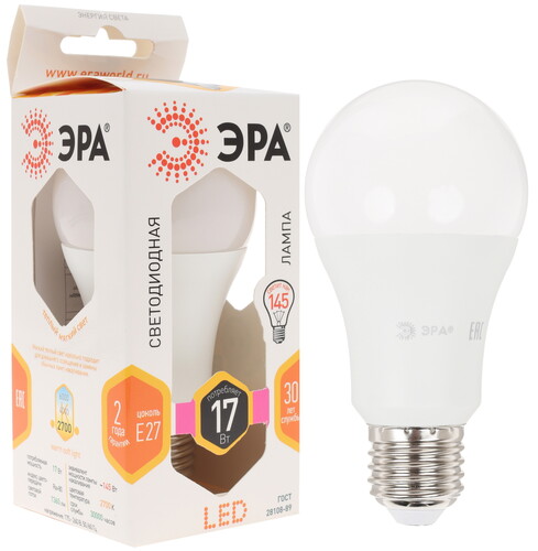 Купить Лампа светодиодная ЭРА LED smd A60-17w-827-E27 в интернет-магазине DNS. Характеристики, цена ЭРА LED smd A60-17w-827-E27 | 1184423.