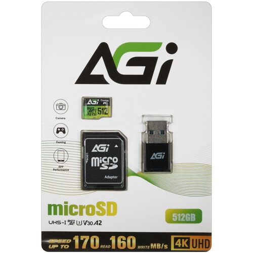 Купить Карта памяти AGI TF138 microSDXC 512 ГБ [AGI512G2BTF138] в интернет-магазине DNS. Характеристики, цена  | 5471009.