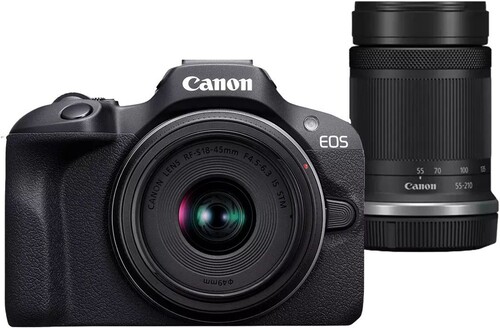Купить Беззеркальный фотоаппарат Canon EOS R100 RF-S18-45 IS STM + RF-S55-210 IS STM KIT черный в интернет-магазине DNS. Характеристики, цена Canon EOS R100 RF-S18-45 IS STM + RF-S55-210 IS STM KIT | 9320038.