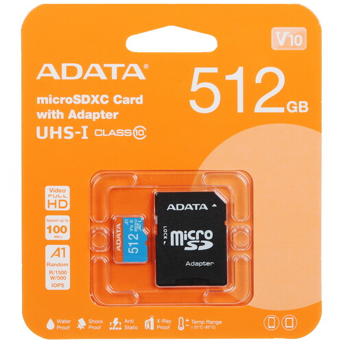 Купить Карта памяти ADATA Premier microSDXC 512 ГБ [AUSDX512GUICL10A1-RA1] в интернет-магазине DNS. Характеристики, цена  | 5449380.