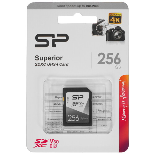 Купить Карта памяти Silicon Power Superior SDXC 256 ГБ [SP256GBSDXCV3V10] в интернет-магазине DNS. Характеристики, цена  | 5057196.