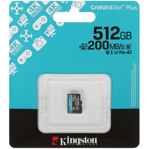 Купить Карта памяти Kingston Canvas Go! Plus microSDXC 512 ГБ [SDCG4/512GBSP] в интернет-магазине DNS. Характеристики, цена  | 5632481.