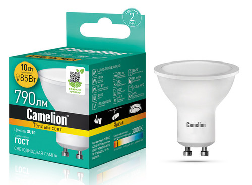Купить Лампа светодиодная Camelion LED10-GU10/830/GU10 в интернет-магазине DNS. Характеристики, цена Camelion LED10-GU10/830/GU10 | 5418384.