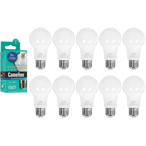 Купить Комплект светодиодных ламп Camelion LED E27/A60/13w/865 в интернет-магазине DNS. Характеристики, цена Camelion LED E27/A60/13w/865 | 5642993.