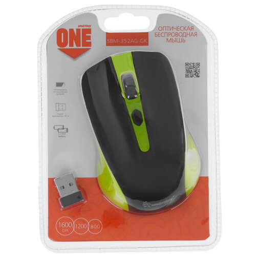 Купить Мышь беспроводная Smartbuy ONE 352 [SBM-352AG-GK] зеленый в интернет-магазине DNS. Характеристики, цена Smartbuy ONE 352 | 9190256.