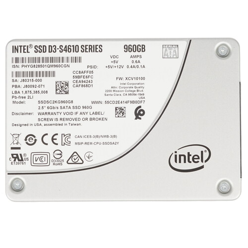 Купить 960 ГБ Серверный SSD Intel D3-S4610 Series [SSDSC2KG960G801] в интернет-магазине DNS. Характеристики, цена Intel D3-S4610 Series | 1288394.
