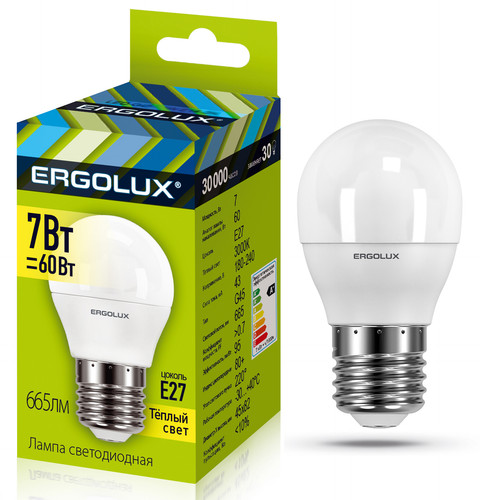 Купить Лампа светодиодная Ergolux LED-G45-7W-E27-3K в интернет-магазине DNS. Характеристики, цена Ergolux LED-G45-7W-E27-3K | 5324791.