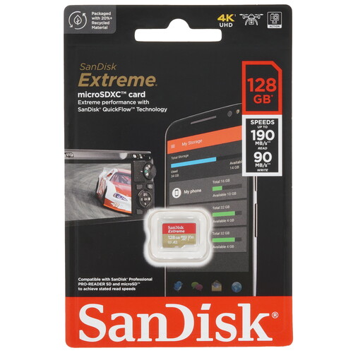 Купить Карта памяти SanDisk Extreme microSDXC 128 ГБ [SDSQXAA-128G-GN6MN] в интернет-магазине DNS. Характеристики, цена  | 5077098.