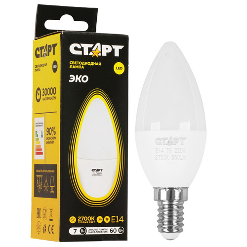 Купить Лампа светодиодная Старт LEDCandleE14 7W 30 WS в интернет-магазине DNS. Характеристики, цена Старт LEDCandleE14 7W 30 WS | 9180415.