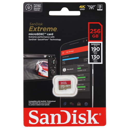 Купить Карта памяти SanDisk Extreme microSDXC 256 ГБ [SDSQXAV-256G-GN6MN] в интернет-магазине DNS. Характеристики, цена  | 5408830.