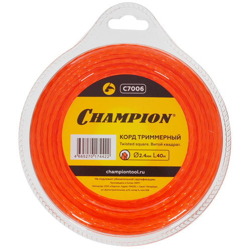 Купить Леска для триммеров Champion Twisted Square C7006 в интернет-магазине DNS. Характеристики, цена Champion Twisted Square C7006 | 1216082.
