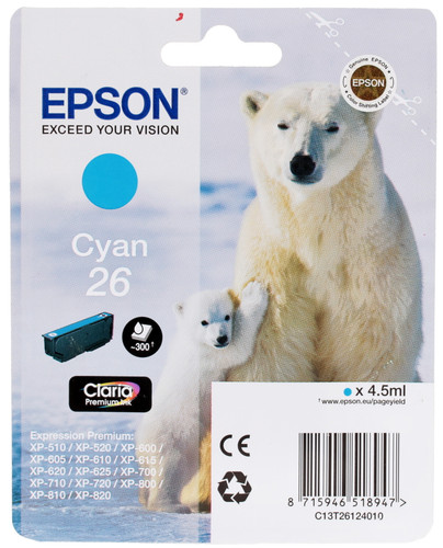 Купить Картридж Epson T2612 голубой в интернет-магазине DNS. Характеристики, цена Epson T2612 | 0158369.