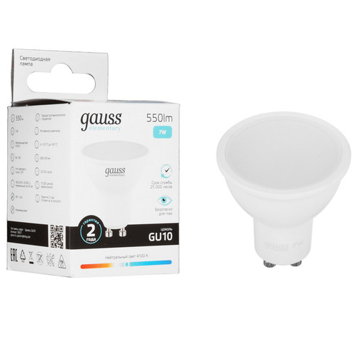 Купить Лампа светодиодная Gauss Elementary MR16 7W 550lm 4100К GU10 LED 1/10/100 в интернет-магазине DNS. Характеристики, цена Gauss Elementary MR16 7W 550lm 4100К GU10 LED 1/10/100 | 9109660.