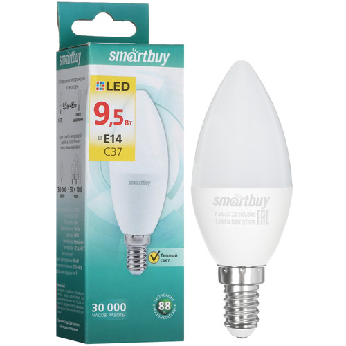 Купить Лампа светодиодная Smartbuy-C37-9.5W/3000 в интернет-магазине DNS. Характеристики, цена Smartbuy-C37-9.5W/3000 | 9104984.