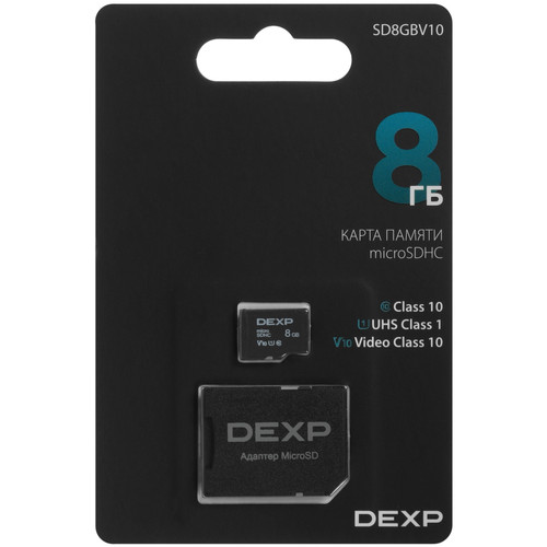 Купить Карта памяти DEXP microSDHC 8 ГБ [SD8GBV10] в интернет-магазине DNS. Характеристики, цена  | 9364157.