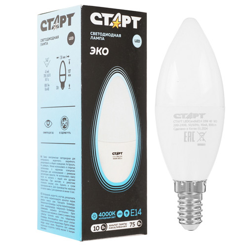 Купить Лампа светодиодная Старт LEDCandleE14 10W 40 WS в интернет-магазине DNS. Характеристики, цена Старт LEDCandleE14 10W 40 WS | 9180411.