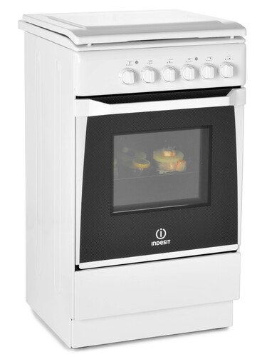Купить Электрическая плита INDESIT KN1E17(W) [50 см, эмалированная сталь, конфорок - 4, 50 л, гриль, ящик, белый] в интернет-магазине DNS. Характеристики, цена  | 0166613.