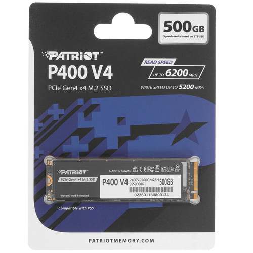 Купить 500 ГБ M.2 NVMe накопитель Patriot P400 V4 [P400VP500GM28H] в интернет-магазине DNS. Характеристики, цена Patriot P400 V4 | 5678603.