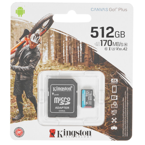 Купить Карта памяти Kingston Canvas Go! Plus microSDXC 512 ГБ [SDCG3/512GB] в интернет-магазине DNS. Характеристики, цена  | 4716408.