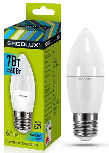 Купить Лампа светодиодная Ergolux LED-C35-7W-E27-4K в интернет-магазине DNS. Характеристики, цена Ergolux LED-C35-7W-E27-4K | 5324781.