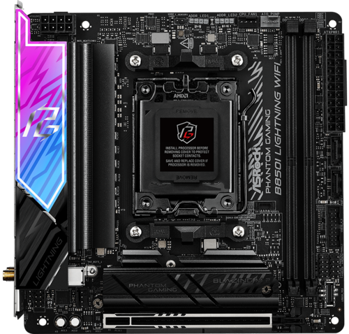 Купить Материнская плата ASRock Phantom Gaming B850I Lightning WiFi в интернет-магазине DNS. Характеристики, цена ASRock Phantom Gaming B850I Lightning WiFi | 5622729.