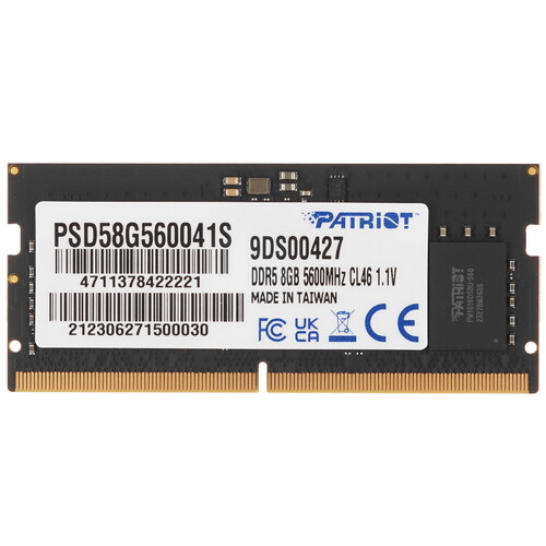 Купить Оперативная память SODIMM Patriot Signature [PSD58G560041S] 8 ГБ в интернет-магазине DNS. Характеристики, цена Patriot Signature | 5094789.