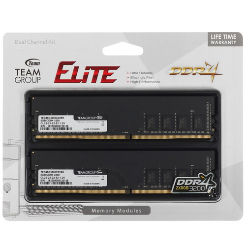 Купить Оперативная память Team Group ELITE [TED416G3200C22DC016] 16 ГБ в интернет-магазине DNS. Характеристики, цена Team Group ELITE | 9915411.