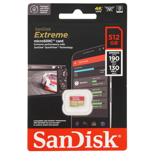 Купить Карта памяти SanDisk Extreme microSDXC 512 ГБ [SDSQXAV-512G-GN6MN] в интернет-магазине DNS. Характеристики, цена  | 5408834.