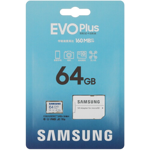 Купить Карта памяти Samsung EVO Plus microSDXC 64 ГБ [MB-MC64SA/CN] в интернет-магазине DNS. Характеристики, цена  | 5463934.