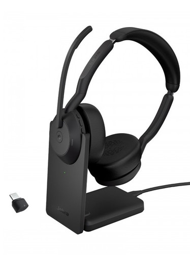 Купить Беспроводные наушники Jabra Evolve2 55 Link380c MS Stereo + Док-станция черный 2025 в интернет-магазине DNS. Характеристики, цена Jabra Evolve2 55 Link380c MS Stereo | 9291725.
