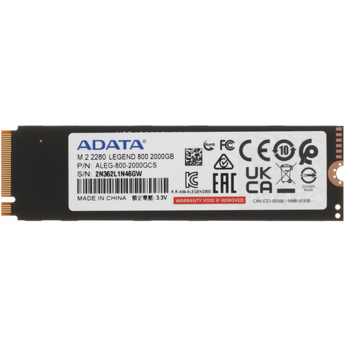 Купить 2000 ГБ M.2 NVMe накопитель ADATA LEGEND 800 [ALEG-800-2000GCS] в интернет-магазине DNS. Характеристики, цена ADATA LEGEND 800 | 5433004.