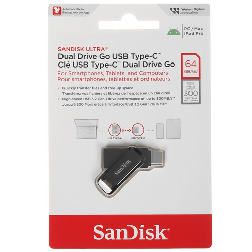 Купить Память OTG USB Flash 64 ГБ SanDisk Ultra Dual Drive Go [SDDDC3-064G-G46] в интернет-магазине DNS. Характеристики, цена SanDisk Ultra Dual Drive Go | 5462476.