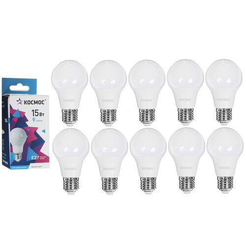 Купить Комплект светодиодных ламп Космос LED15wA60E2745_10 в интернет-магазине DNS. Характеристики, цена Космос LED15wA60E2745_10 | 5612216.