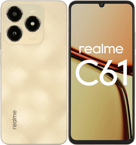 Купить 6.74" Смартфон realme C61 256 ГБ золотистый в интернет-магазине DNS. Характеристики, цена realme C61 | 5476431.