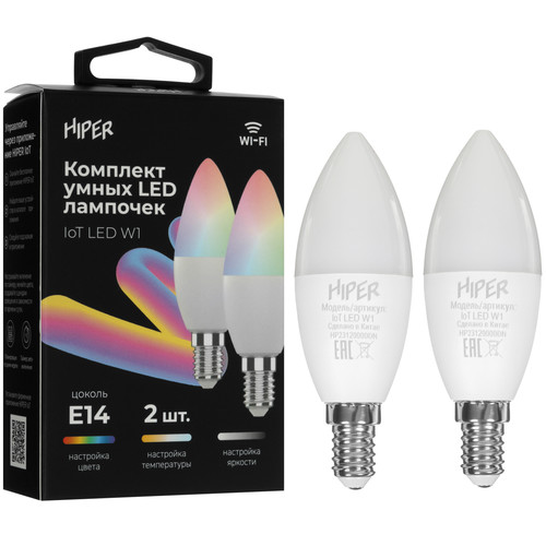 Купить Комплект умных светодиодных ламп Hiper IoT LED W1 в интернет-магазине DNS. Характеристики, цена Hiper IoT LED W1 | 5441318.