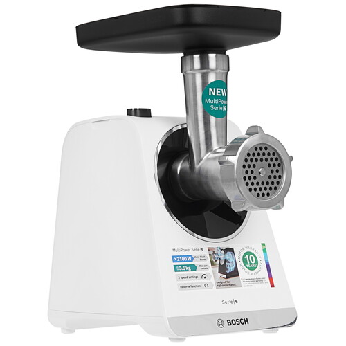 Купить Мясорубка электрическая Bosch MFWS609W белый в интернет-магазине DNS. Характеристики, цена Bosch MFWS609W | 9257946.