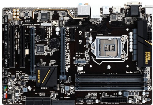 Купить Плата Gigabyte LGA1151 GA-B150-HD3 B150 4xDDR4-2133 2xPCI-Ex16 HDMI/DVI/DSub 6xSATA3 M2 SATA-Ex 4xUSB3 GLAN ATX в интернет-магазине DNS. Характеристики, цена  | 1045904.