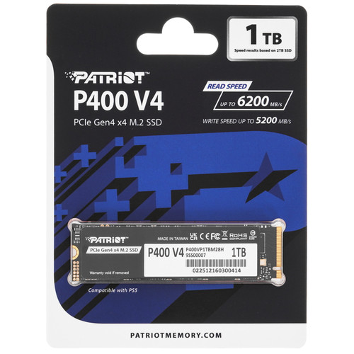 Купить 1000 ГБ M.2 NVMe накопитель Patriot P400 V4 [P400VP1TBM28H] в интернет-магазине DNS. Характеристики, цена Patriot P400 V4 | 5915047.